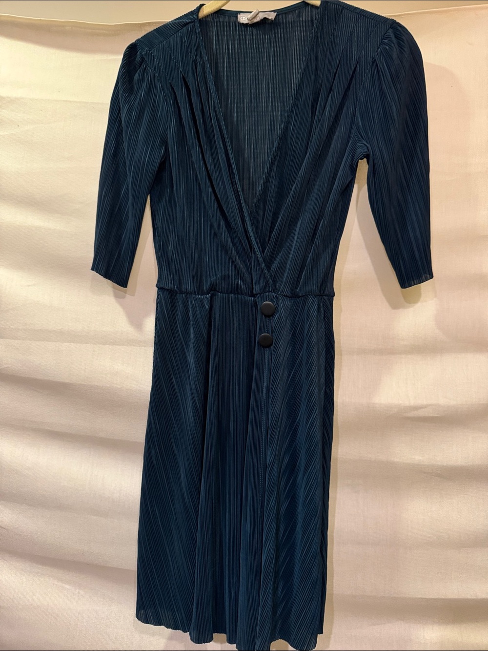 ASOS Teal Pleated V-Neck Midi Dress